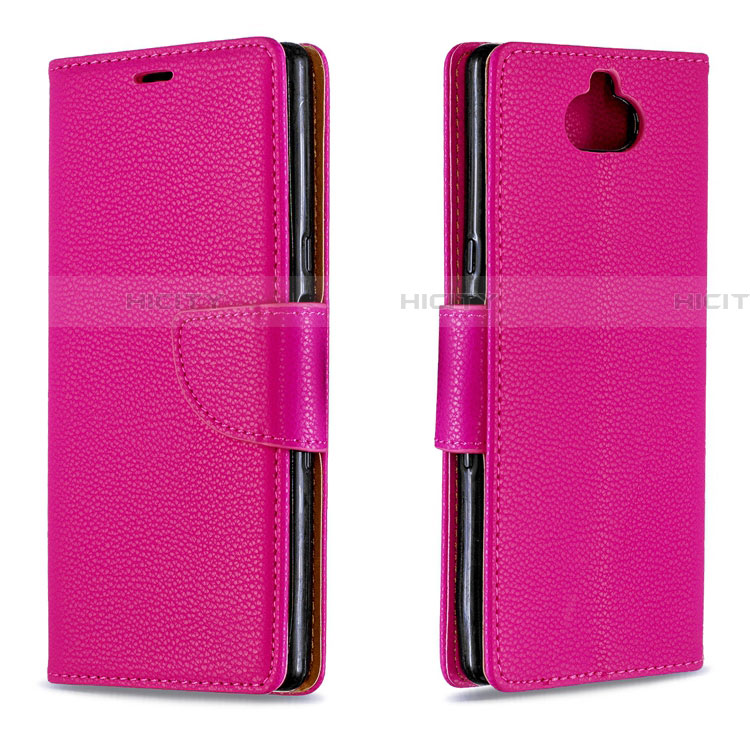 Custodia Portafoglio In Pelle Cover con Supporto L02 per Sony Xperia 10 Plus Rosso