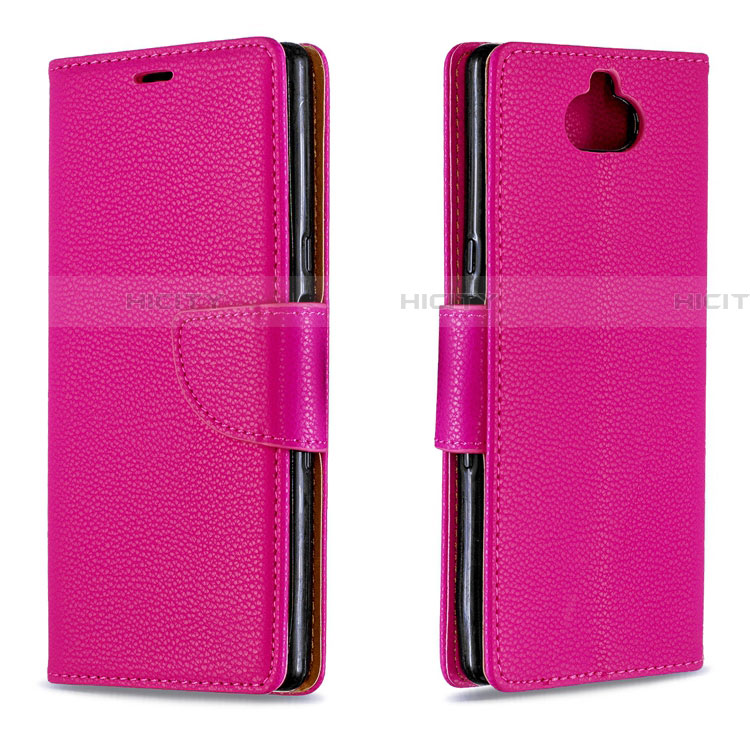 Custodia Portafoglio In Pelle Cover con Supporto L02 per Sony Xperia 10 Rosso