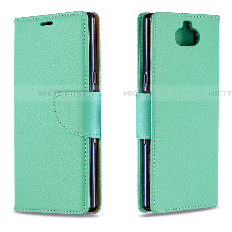 Custodia Portafoglio In Pelle Cover con Supporto L02 per Sony Xperia 10 Verde