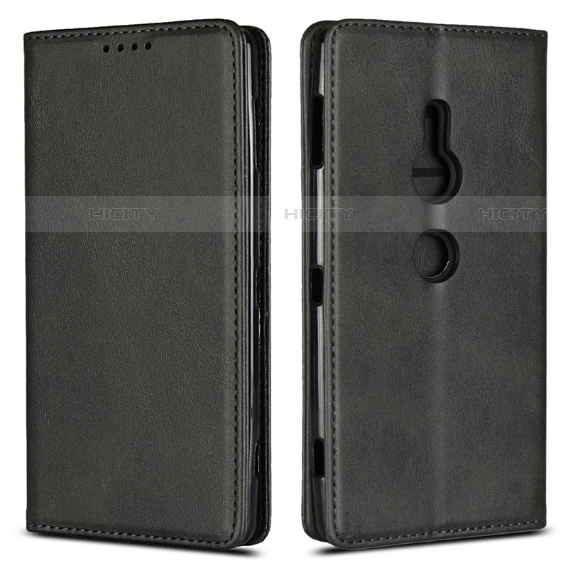Custodia Portafoglio In Pelle Cover con Supporto L02 per Sony Xperia XZ2 Nero