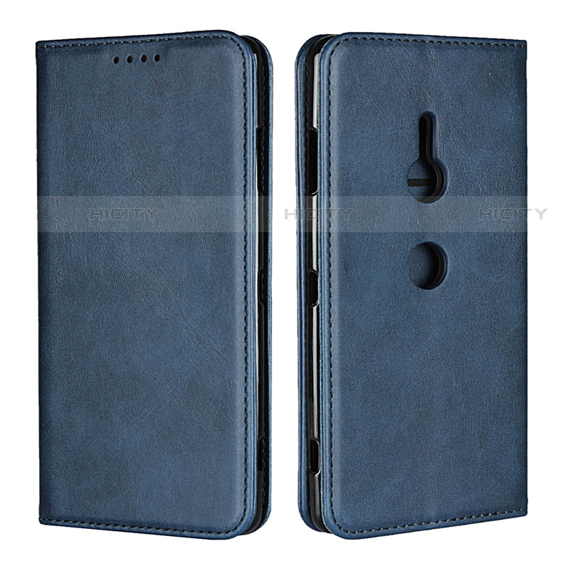 Custodia Portafoglio In Pelle Cover con Supporto L02 per Sony Xperia XZ3 Blu