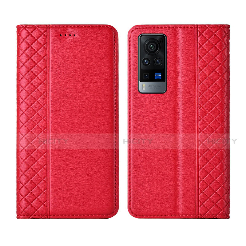 Custodia Portafoglio In Pelle Cover con Supporto L02 per Vivo X60 Pro 5G Rosso