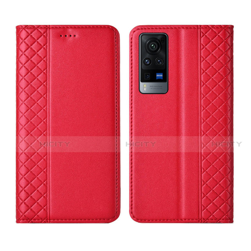 Custodia Portafoglio In Pelle Cover con Supporto L02 per Vivo X60T 5G Rosso