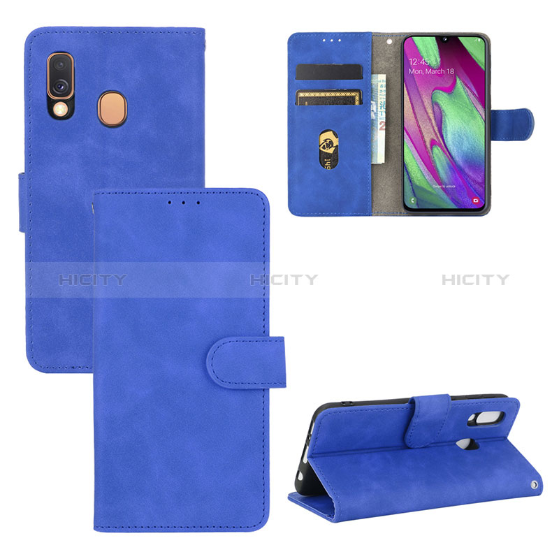 Custodia Portafoglio In Pelle Cover con Supporto L02Z per Samsung Galaxy A40 Blu