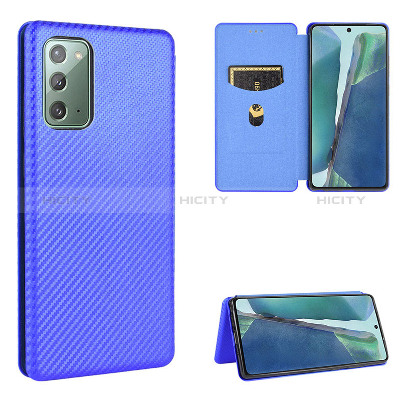 Custodia Portafoglio In Pelle Cover con Supporto L02Z per Samsung Galaxy Note 20 5G Blu