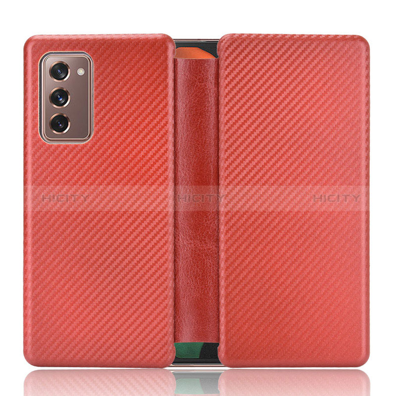 Custodia Portafoglio In Pelle Cover con Supporto L02Z per Samsung Galaxy Z Fold2 5G Rosso