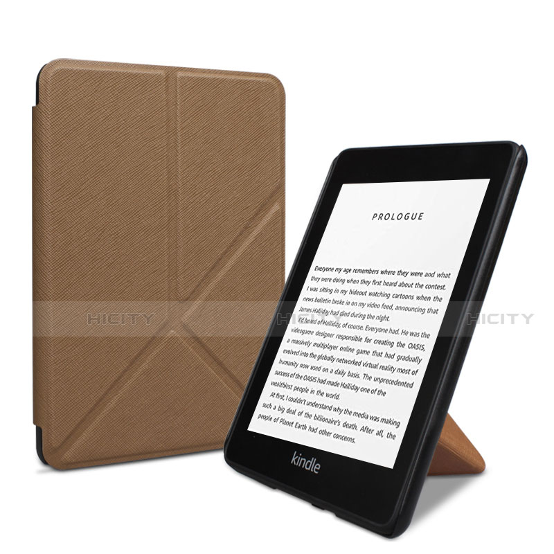 Custodia Portafoglio In Pelle Cover con Supporto L03 per Amazon Kindle 6 inch Marrone