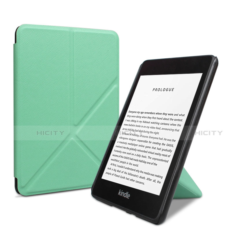 Custodia Portafoglio In Pelle Cover con Supporto L03 per Amazon Kindle 6 inch Verde