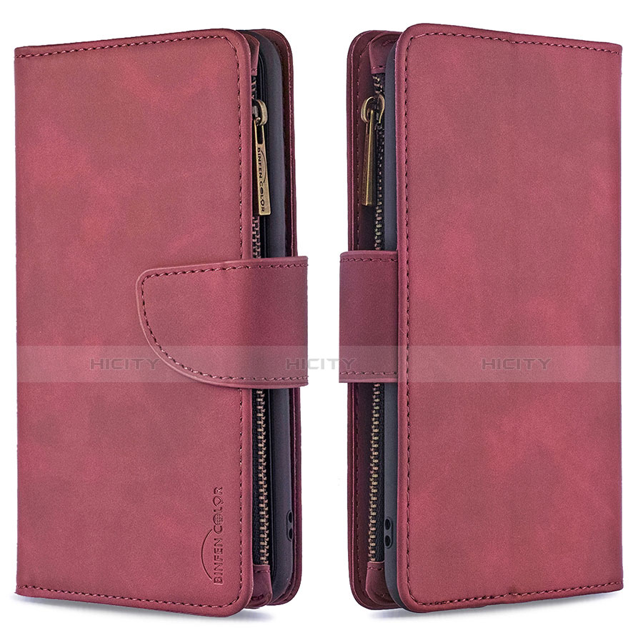 Custodia Portafoglio In Pelle Cover con Supporto L03 per Apple iPhone 13 Pro Max Rosso Rosa