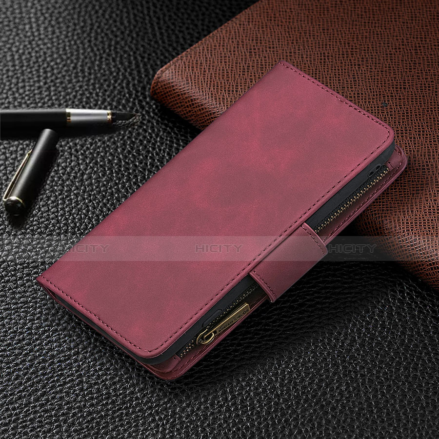 Custodia Portafoglio In Pelle Cover con Supporto L03 per Apple iPhone 13 Pro Rosso Rosa