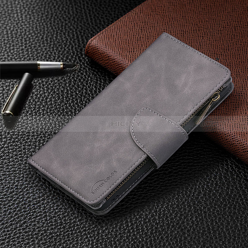 Custodia Portafoglio In Pelle Cover con Supporto L03 per Apple iPhone 14 Pro Grigio Scuro