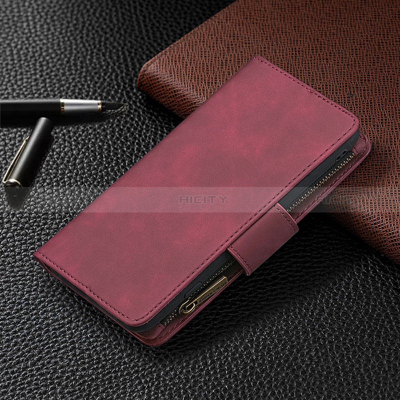 Custodia Portafoglio In Pelle Cover con Supporto L03 per Apple iPhone 14 Pro Max Rosso Rosa