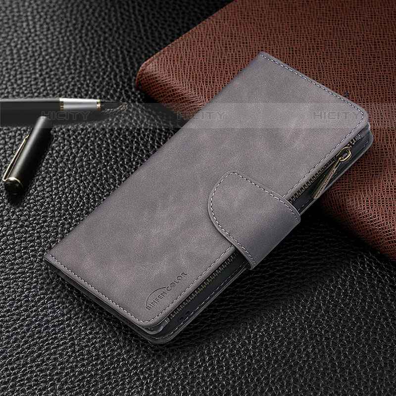 Custodia Portafoglio In Pelle Cover con Supporto L03 per Apple iPhone 15 Pro Max Grigio Scuro
