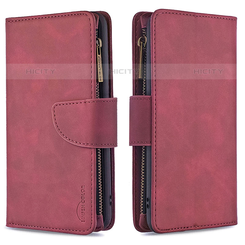 Custodia Portafoglio In Pelle Cover con Supporto L03 per Apple iPhone 15 Pro Rosso Rosa