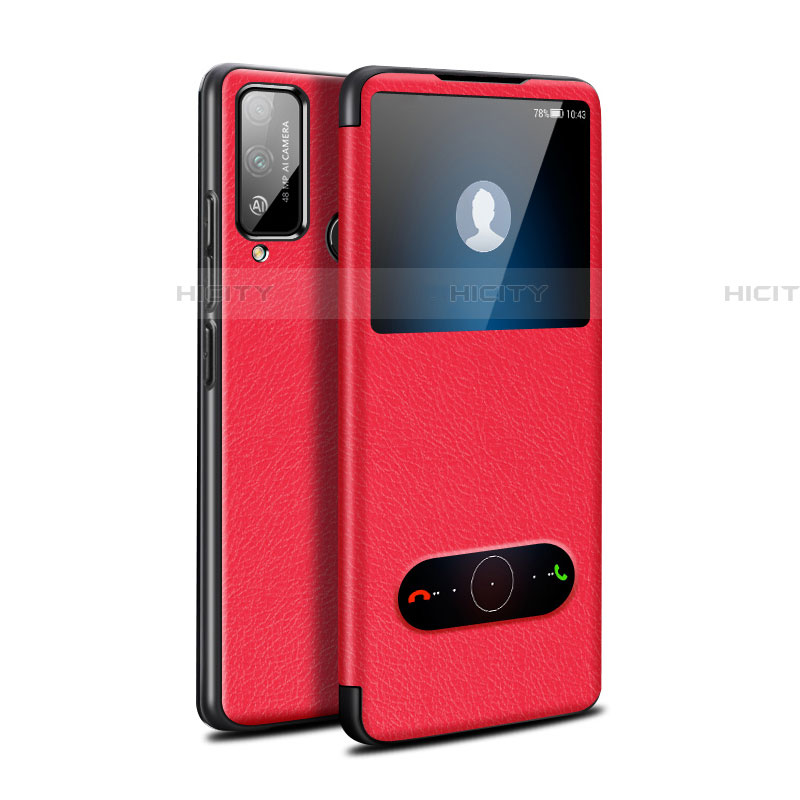 Custodia Portafoglio In Pelle Cover con Supporto L03 per Huawei Honor Play4T Rosso