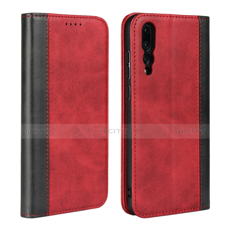 Custodia Portafoglio In Pelle Cover con Supporto L03 per Huawei P20 Pro Rosso