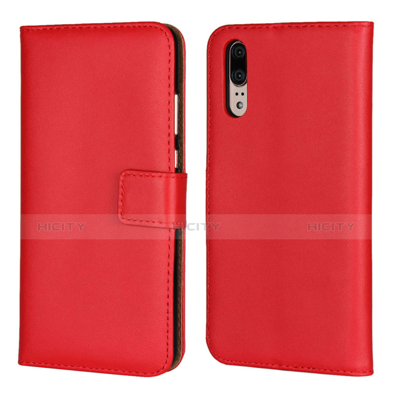 Custodia Portafoglio In Pelle Cover con Supporto L03 per Huawei P20 Rosso