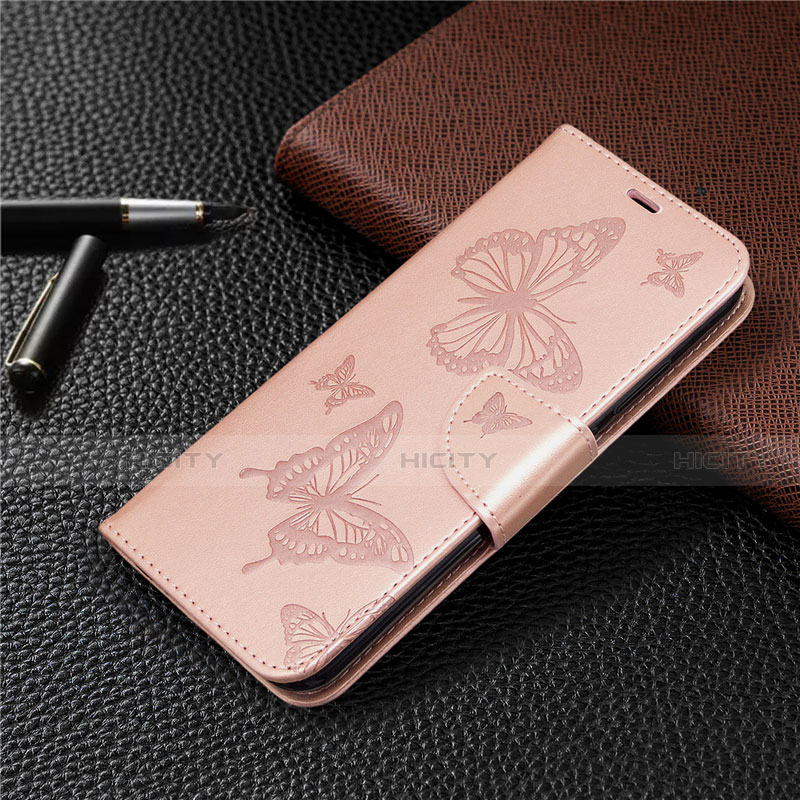 Custodia Portafoglio In Pelle Cover con Supporto L03 per Huawei Y7p Oro Rosa