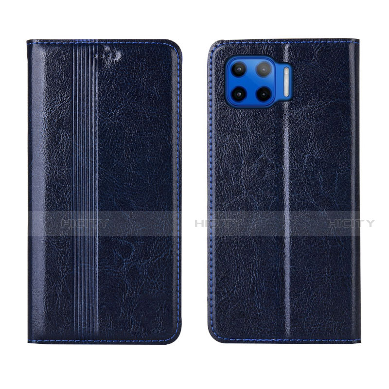 Custodia Portafoglio In Pelle Cover con Supporto L03 per Motorola Moto One 5G Blu