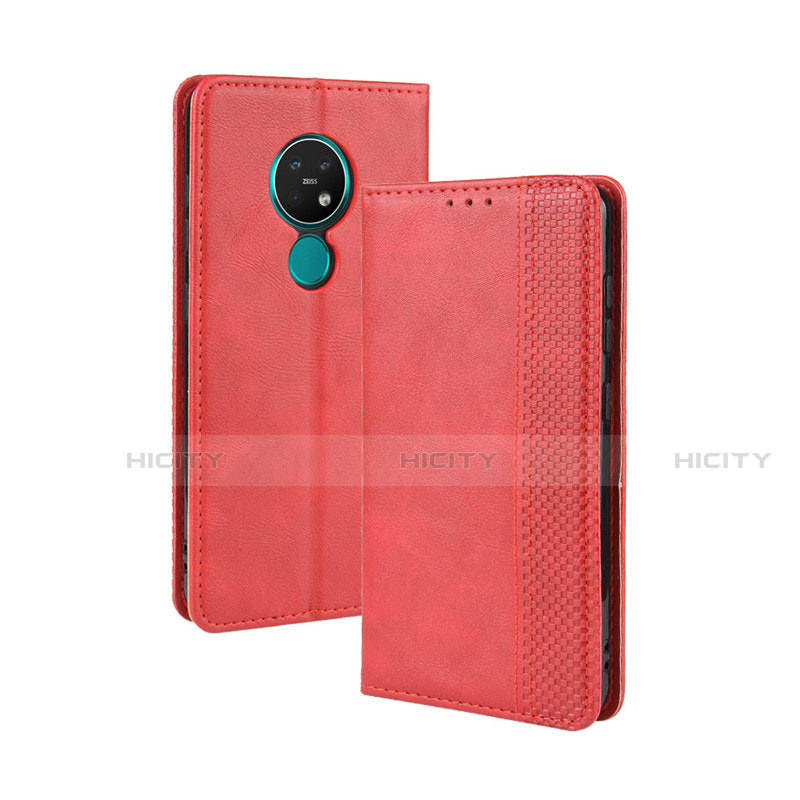 Custodia Portafoglio In Pelle Cover con Supporto L03 per Nokia 7.2 Rosso