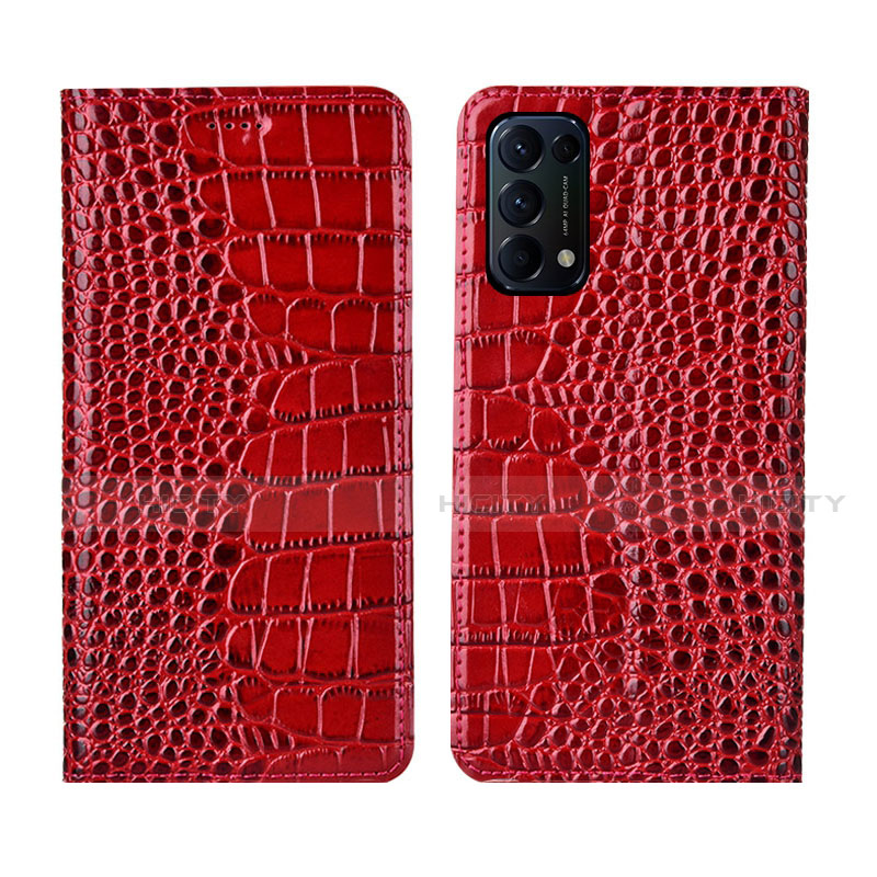 Custodia Portafoglio In Pelle Cover con Supporto L03 per Oppo Reno5 5G Rosso