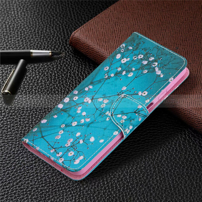 Custodia Portafoglio In Pelle Cover con Supporto L03 per Samsung Galaxy A12 Nacho Cielo Blu