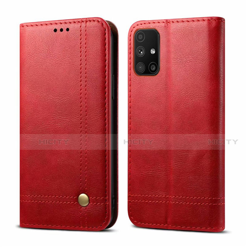 Custodia Portafoglio In Pelle Cover con Supporto L03 per Samsung Galaxy M51 Rosso