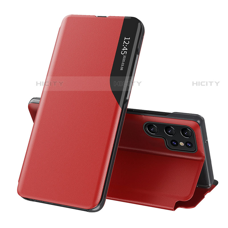 Custodia Portafoglio In Pelle Cover con Supporto L03 per Samsung Galaxy S22 Ultra 5G Rosso