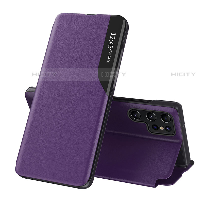 Custodia Portafoglio In Pelle Cover con Supporto L03 per Samsung Galaxy S22 Ultra 5G Viola