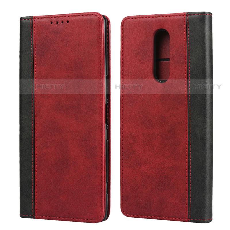 Custodia Portafoglio In Pelle Cover con Supporto L03 per Sony Xperia 1 Rosso