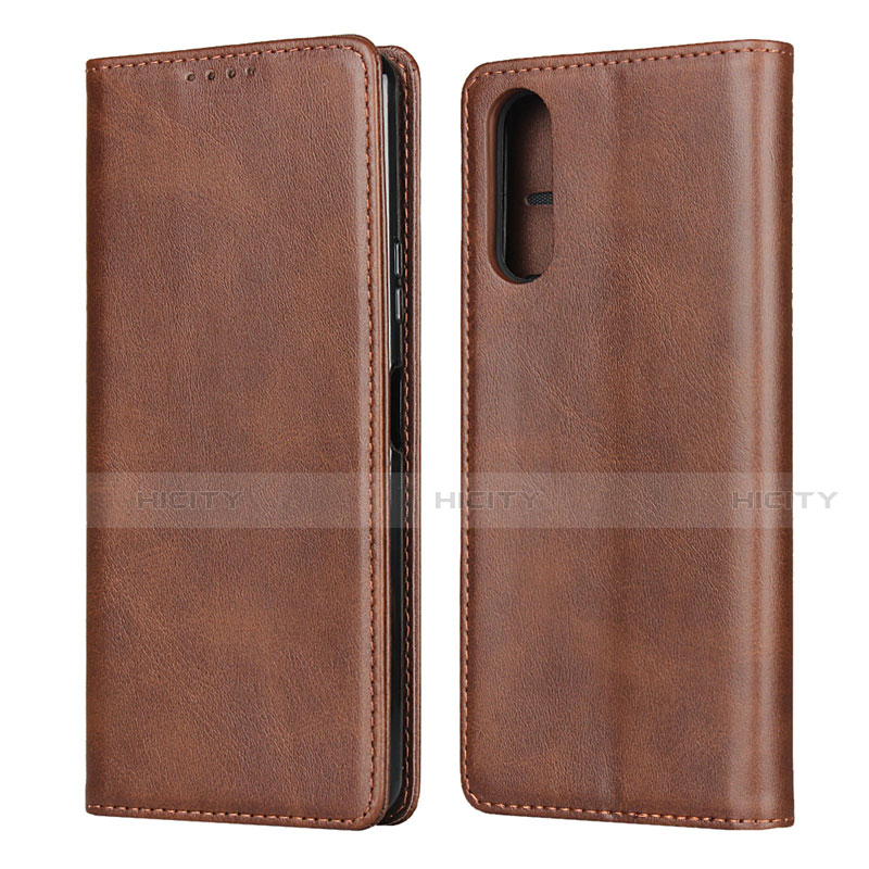 Custodia Portafoglio In Pelle Cover con Supporto L03 per Sony Xperia 10 II Marrone