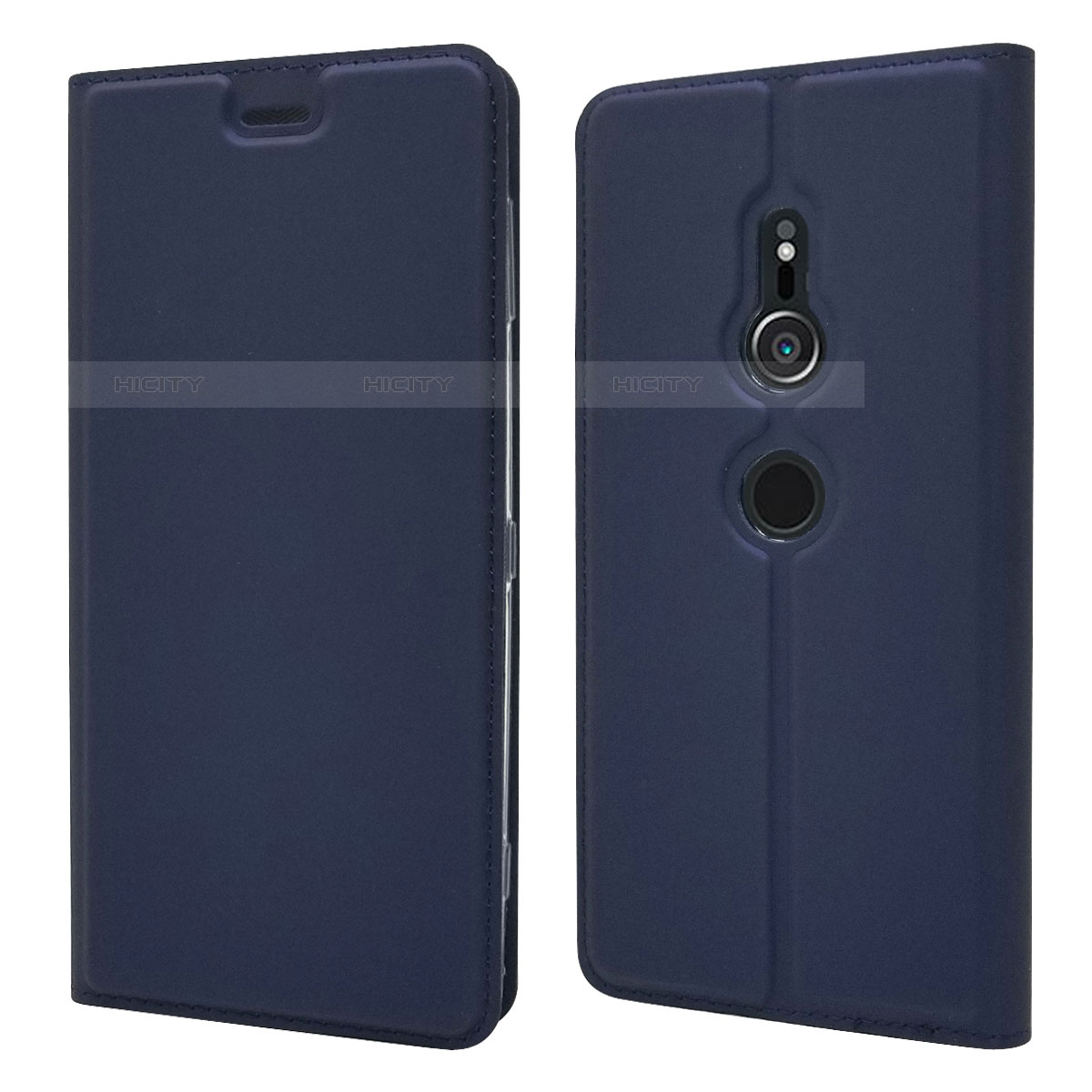 Custodia Portafoglio In Pelle Cover con Supporto L03 per Sony Xperia XZ2 Blu