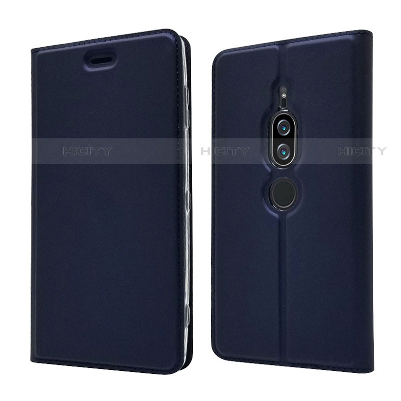 Custodia Portafoglio In Pelle Cover con Supporto L03 per Sony Xperia XZ2 Premium Blu