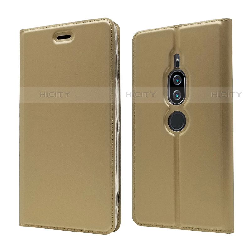 Custodia Portafoglio In Pelle Cover con Supporto L03 per Sony Xperia XZ2 Premium Oro