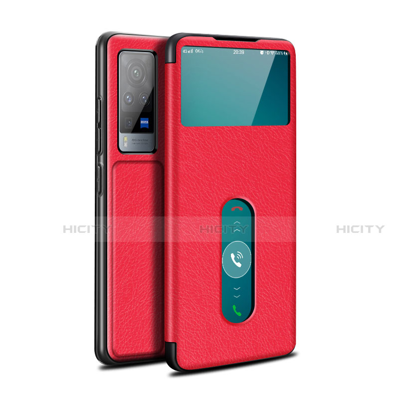 Custodia Portafoglio In Pelle Cover con Supporto L03 per Vivo X60 Pro 5G Rosso