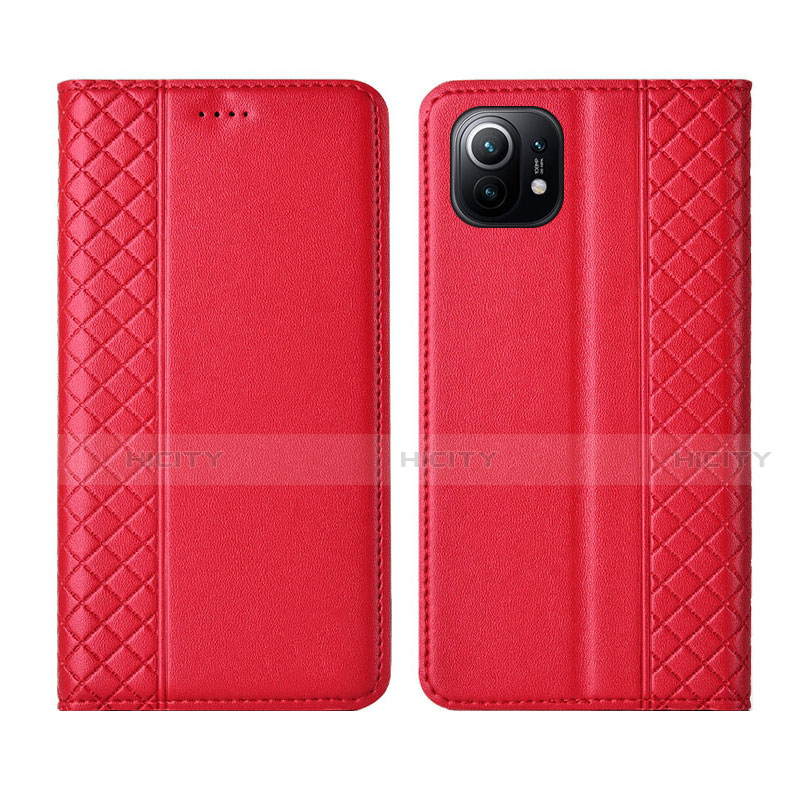 Custodia Portafoglio In Pelle Cover con Supporto L03 per Xiaomi Mi 11 5G Rosso