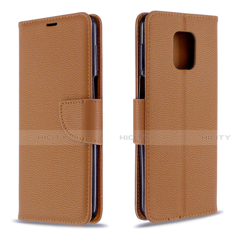 Custodia Portafoglio In Pelle Cover con Supporto L03 per Xiaomi Redmi Note 9 Pro Max Marrone