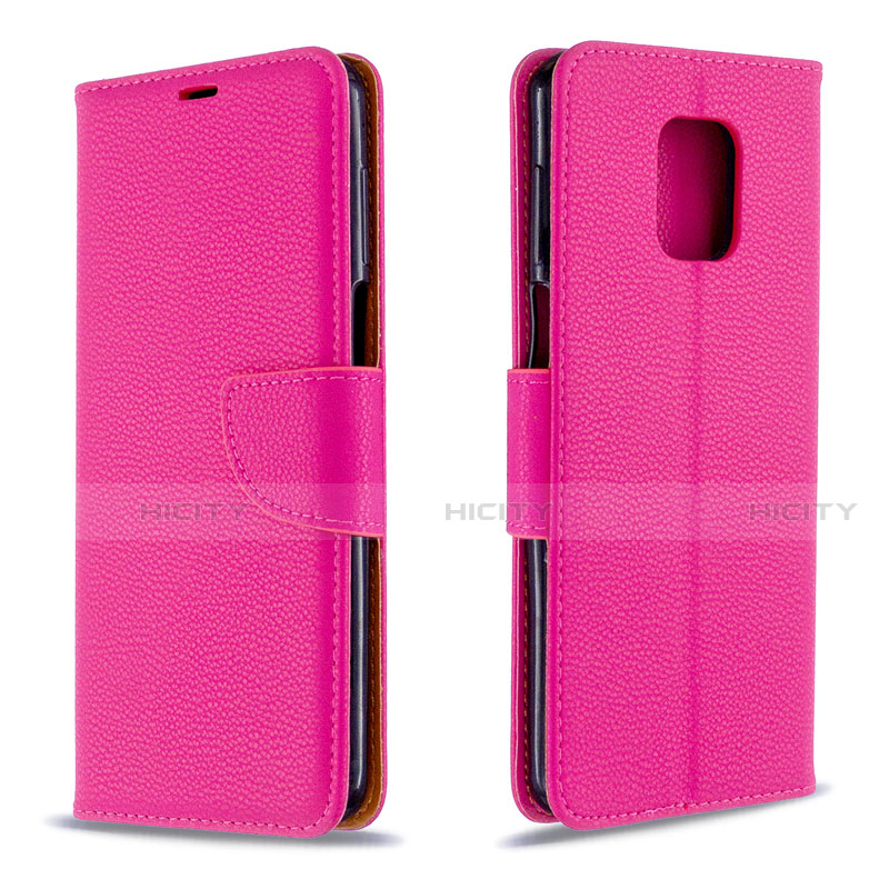 Custodia Portafoglio In Pelle Cover con Supporto L03 per Xiaomi Redmi Note 9 Pro Rosa Caldo