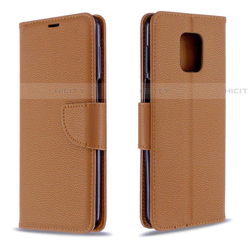Custodia Portafoglio In Pelle Cover con Supporto L03 per Xiaomi Redmi Note 9S Marrone