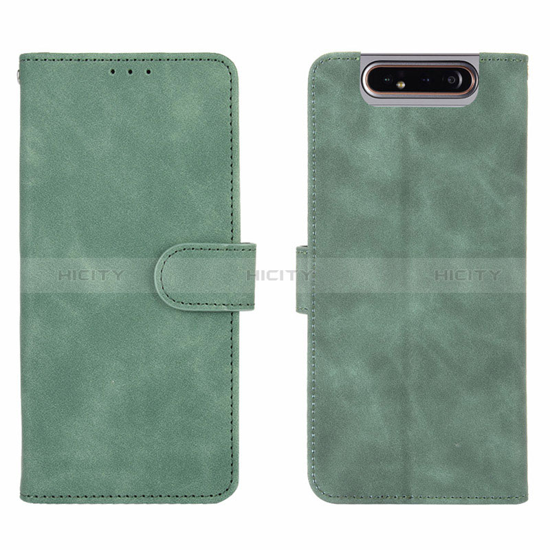 Custodia Portafoglio In Pelle Cover con Supporto L03Z per Samsung Galaxy A80 Verde