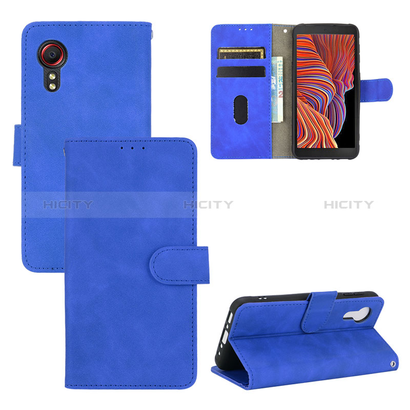 Custodia Portafoglio In Pelle Cover con Supporto L03Z per Samsung Galaxy XCover 5 SM-G525F Blu
