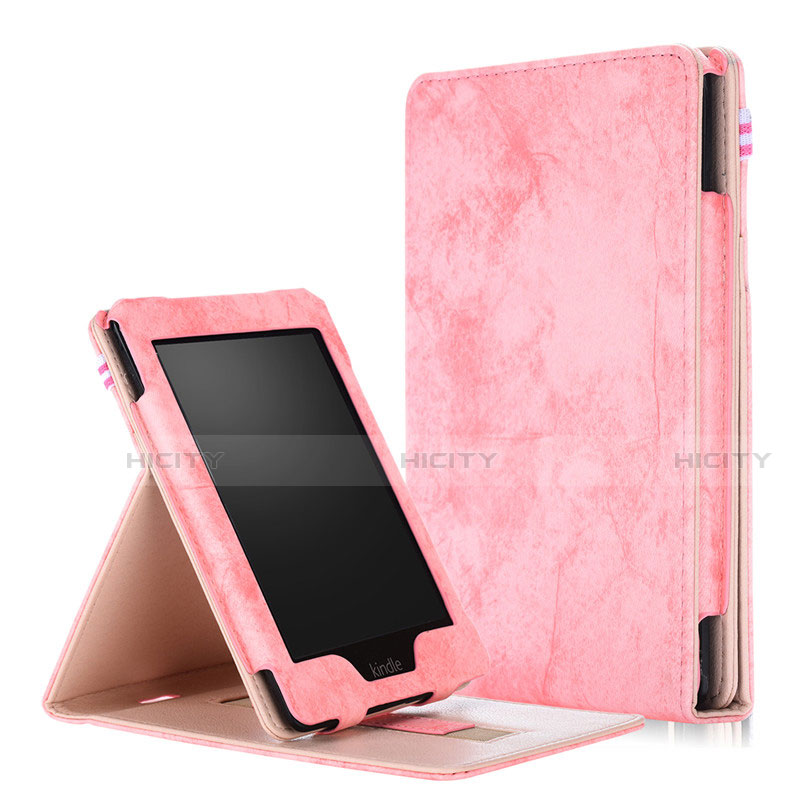 Custodia Portafoglio In Pelle Cover con Supporto L04 per Amazon Kindle Paperwhite 6 inch Rosa