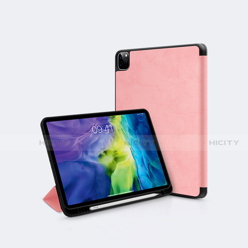 Custodia Portafoglio In Pelle Cover con Supporto L04 per Apple iPad Pro 12.9 (2020) Oro Rosa