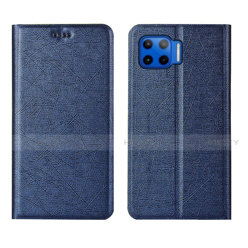 Custodia Portafoglio In Pelle Cover con Supporto L04 per Motorola Moto G 5G Plus Blu