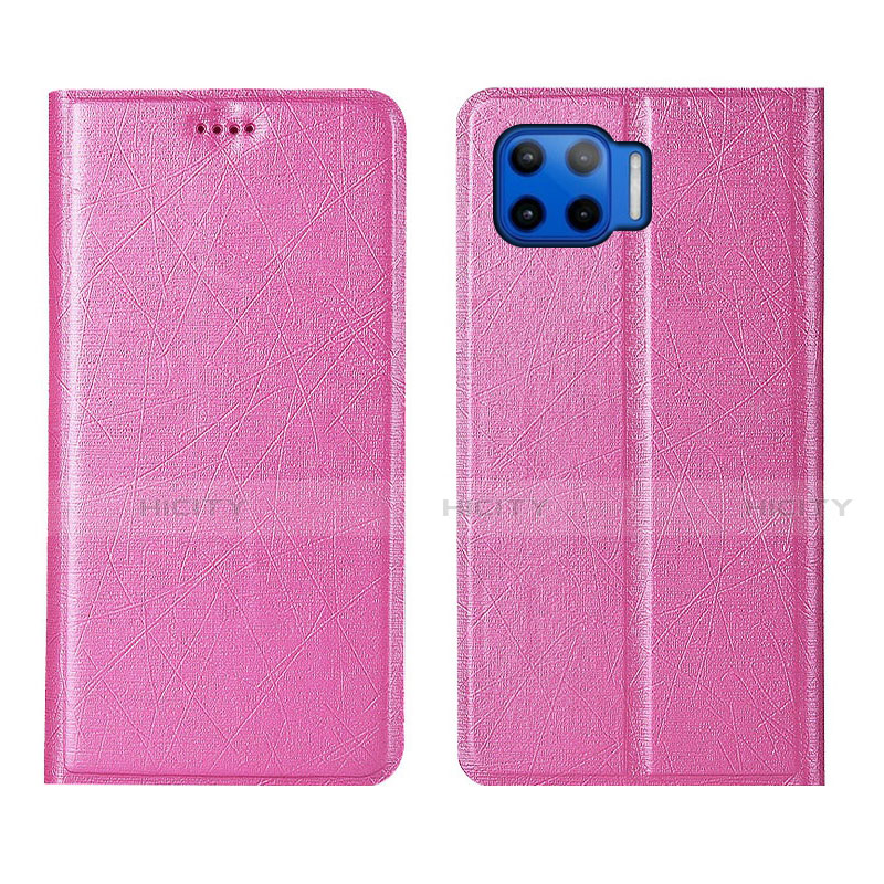 Custodia Portafoglio In Pelle Cover con Supporto L04 per Motorola Moto G 5G Plus Rosa