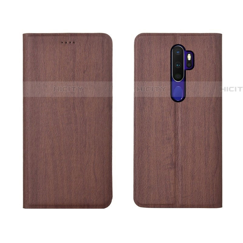 Custodia Portafoglio In Pelle Cover con Supporto L04 per Oppo A11X Marrone