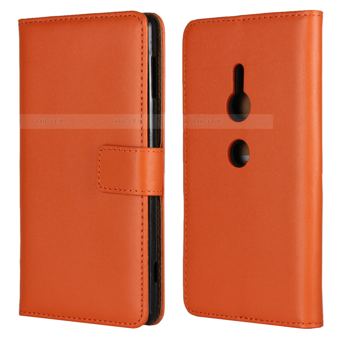 Custodia Portafoglio In Pelle Cover con Supporto L04 per Sony Xperia XZ2 Arancione