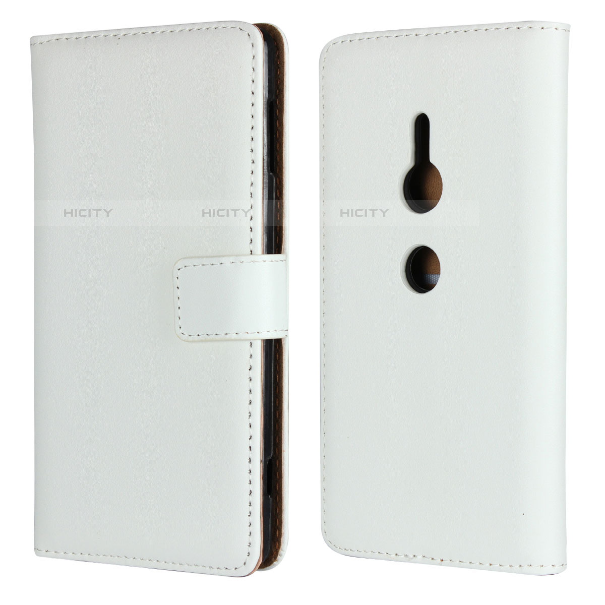 Custodia Portafoglio In Pelle Cover con Supporto L04 per Sony Xperia XZ2 Bianco
