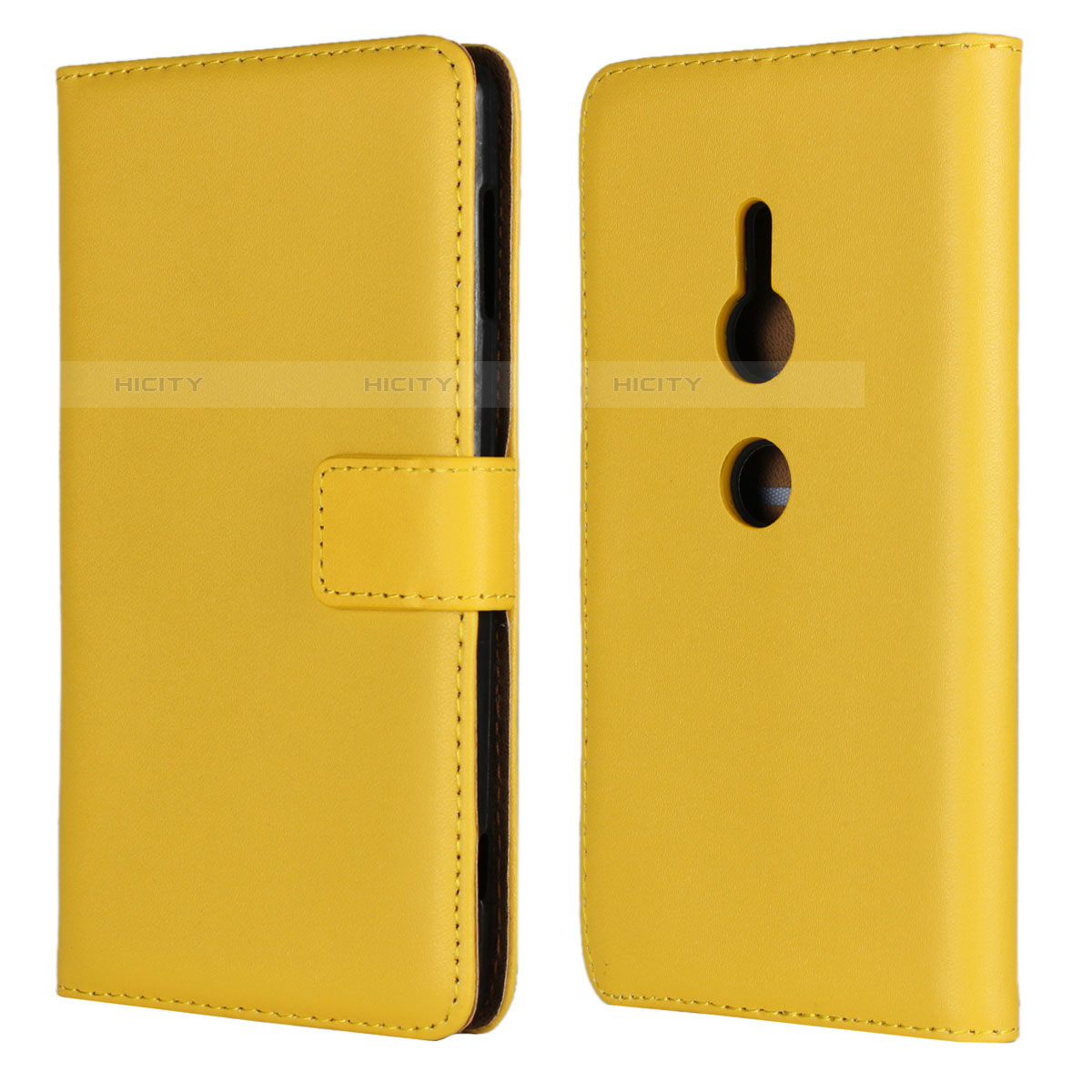 Custodia Portafoglio In Pelle Cover con Supporto L04 per Sony Xperia XZ2 Giallo