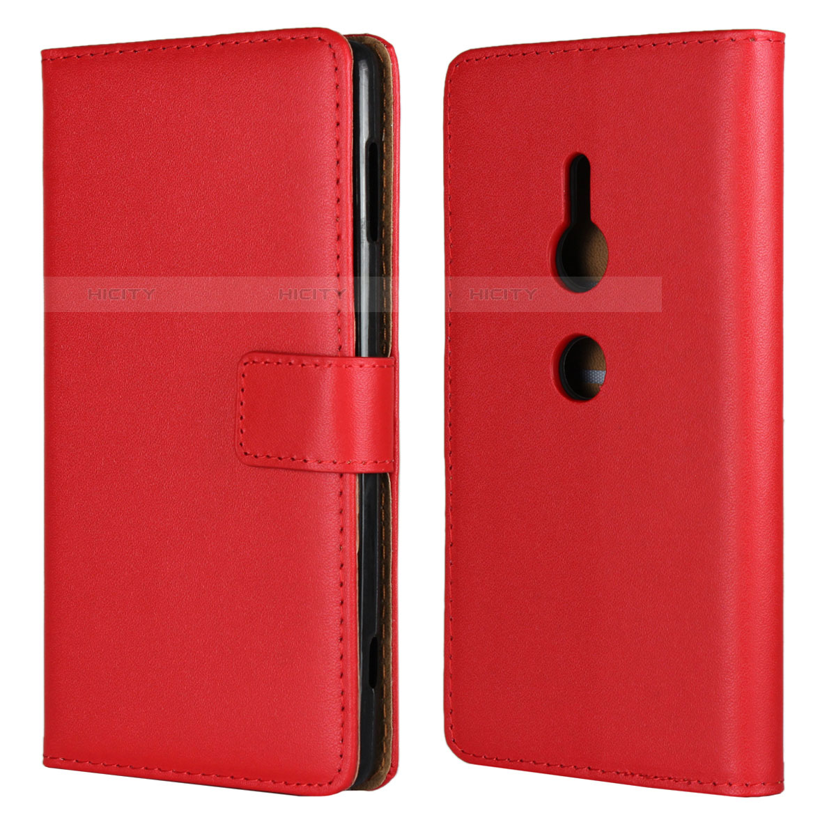 Custodia Portafoglio In Pelle Cover con Supporto L04 per Sony Xperia XZ2 Rosso